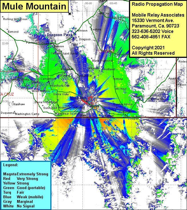 heat map radio coverage Mule Mtn